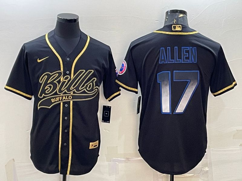 Men Buffalo Bills 17 Allen Black Gold 2022 Nike Co branded NFL Jersey